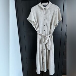 Primark mid length, linen blend summer dress, size 8